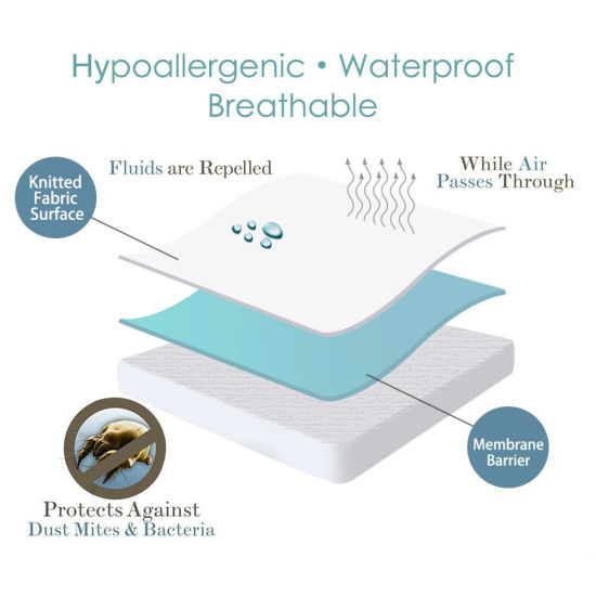 大号优质 100% 纯棉毛巾布表面防水床垫保护套
